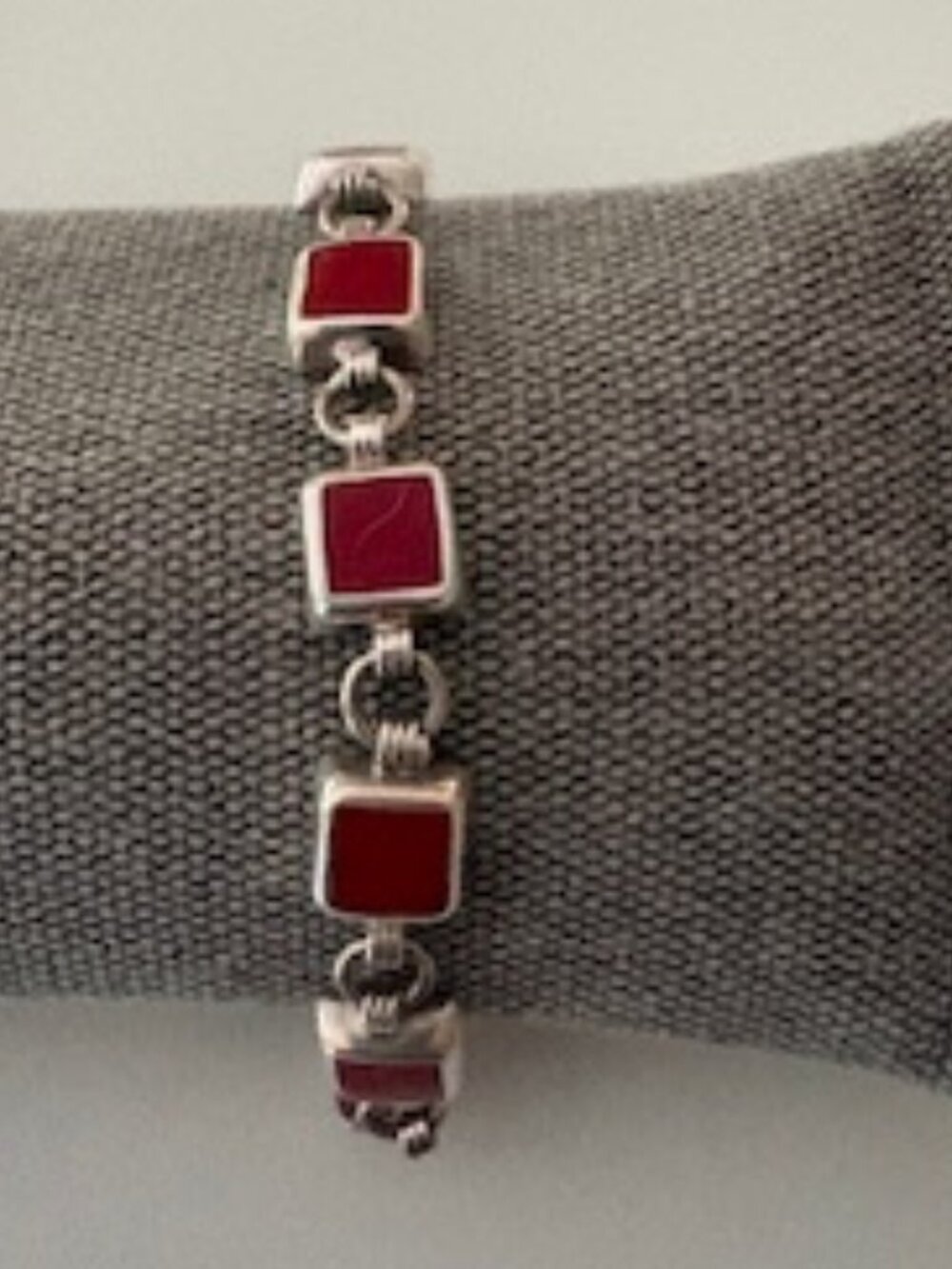 925 Silver + Red Stone Bracelet - Southwestern